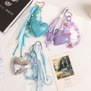 Love heart bag charm keychain schoolbag pendant 265006-1