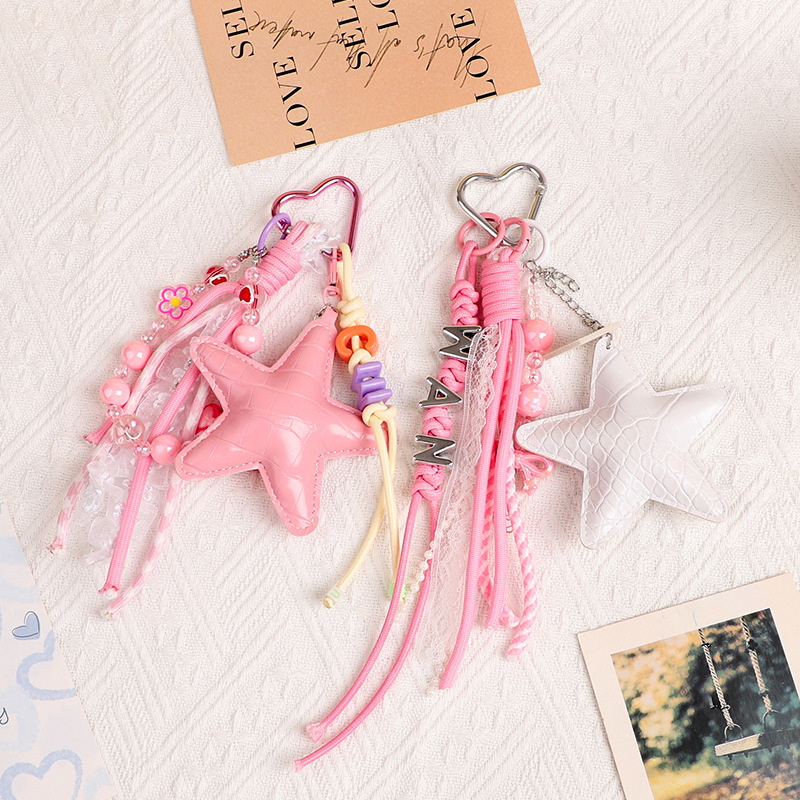 Pink Star Bag Charm Keychain Schoolbag Pendant 265006-2 - Image 2